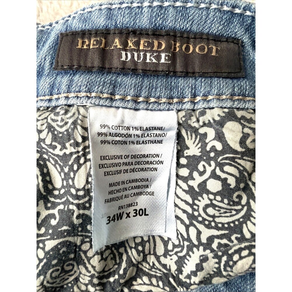 Cody James Jeans Size 34x30 Relaxed Boot Duke Mens Denim Blue - Picture 10 of 12